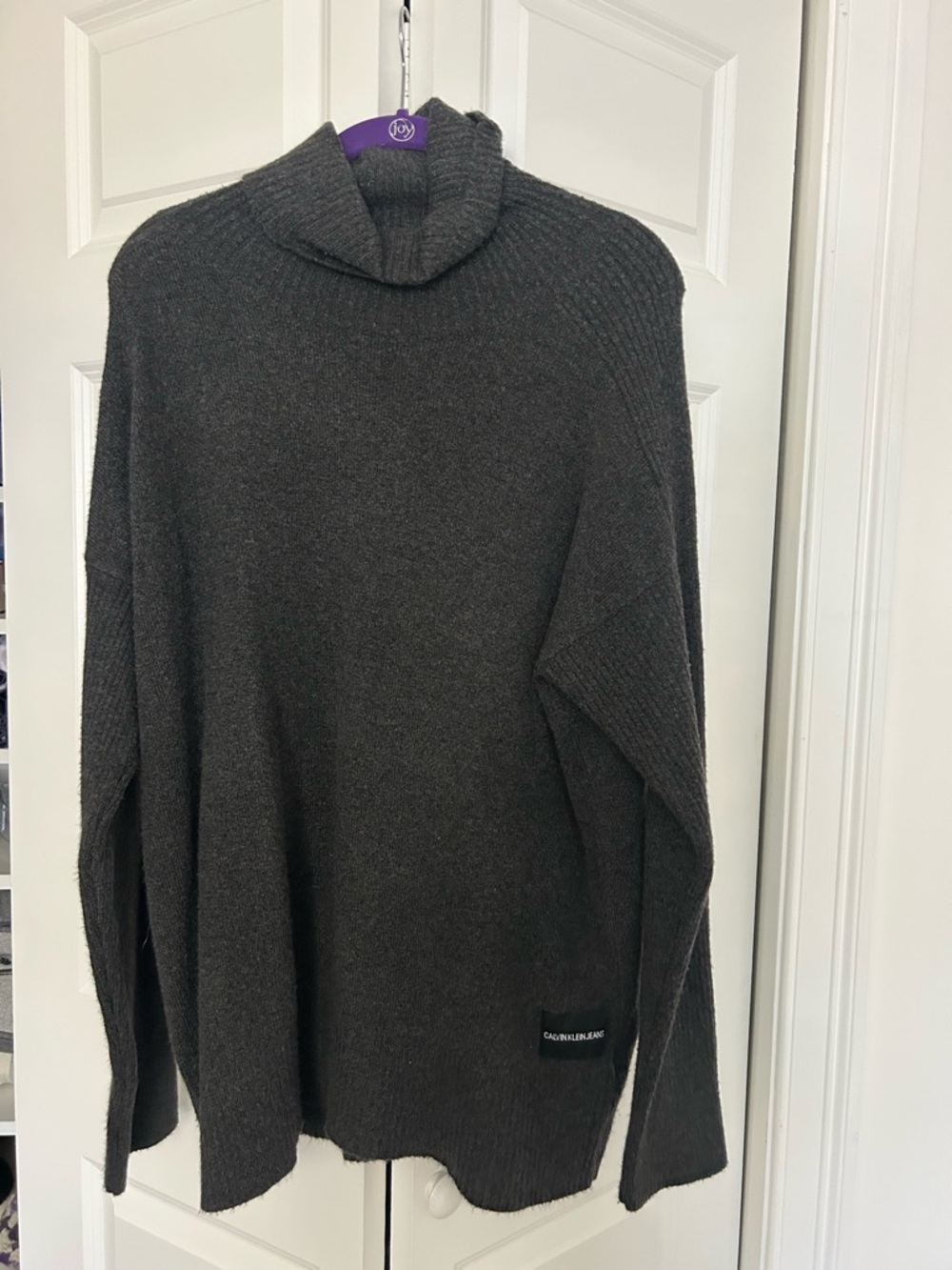 Calvin Klein Jeans Charcoal Gray Oversized Turtleneck Sweater